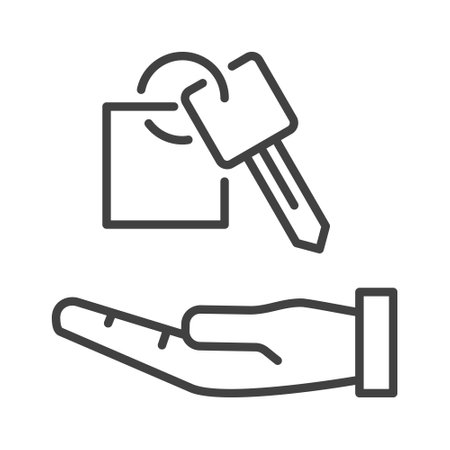 Hand with Car Key vector Car Rental concept icon or symbol in outline styleのイラスト素材