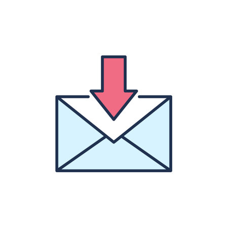 Down Arrow and Envelope vector Email Download or Receive concept colored icon or signのイラスト素材