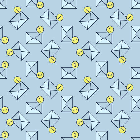 1 Number in Circle and Envelope vector One New Email concept colored seamless patternのイラスト素材