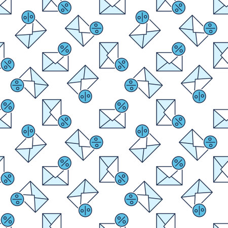 Circle with Percent sign and Envelope vector Email concept colored seamless patternのイラスト素材