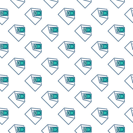 Cash in Open Envelope vector Salary concept colored seamless patternのイラスト素材