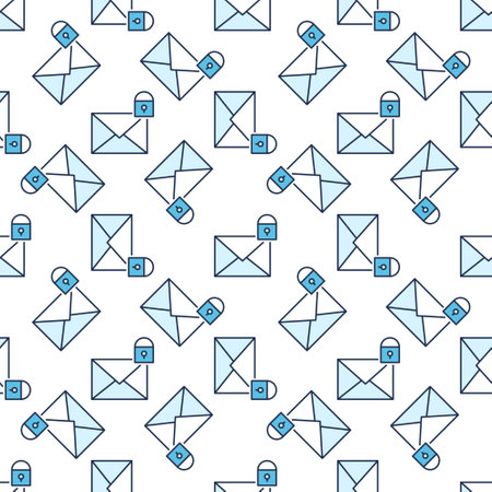 Close Padlock and Envelope vector Email Locked concept colored seamless patternのイラスト素材