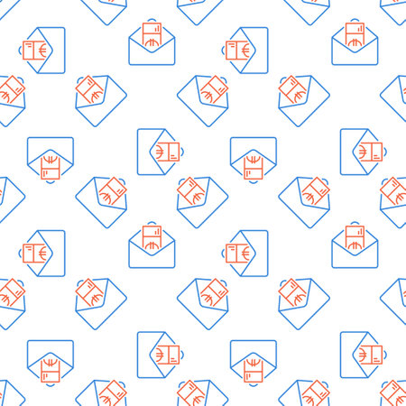 EUR Money in Envelope vector Salary concept thin line seamless patternのイラスト素材