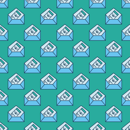 Envelope with Euro Banknote vector EU Bribe concept colored seamless patternのイラスト素材