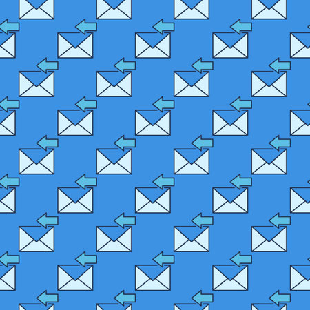 Envelope and Horizontal Arrow vector Email Forward concept blue seamless patternのイラスト素材