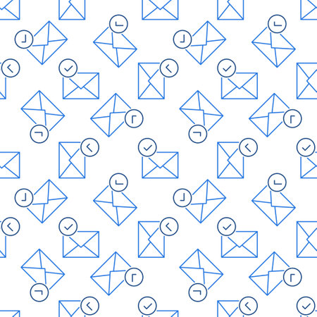 Envelope with Checkmark vector Email concept seamless pattern in thin line styleのイラスト素材