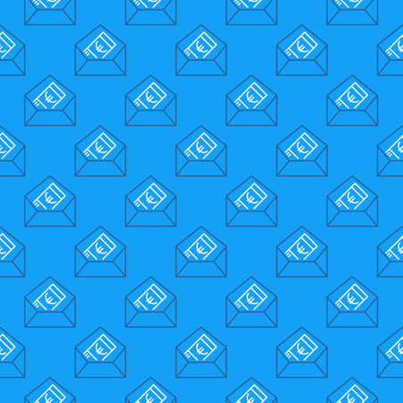 Euro Banknote in Envelope vector Bribe concept linear blue seamless patternのイラスト素材