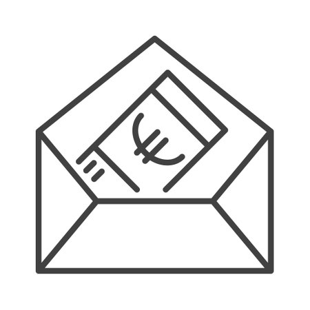 Euro Banknote in Envelope vector Bribe concept linear icon or symbolのイラスト素材