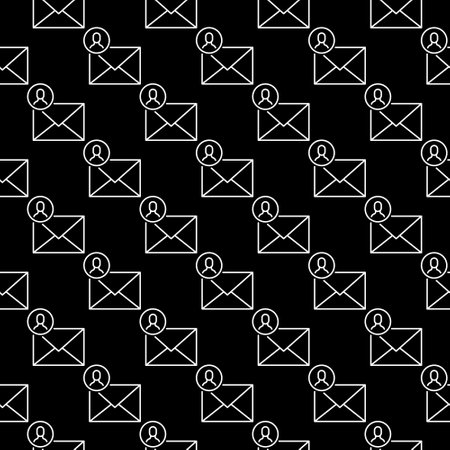 Envelope and circle with Man vector Email concept dark linear seamless patternのイラスト素材