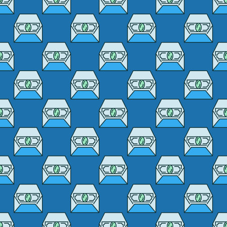 Money Banknote in Envelope vector Savings concept colored seamless patternのイラスト素材