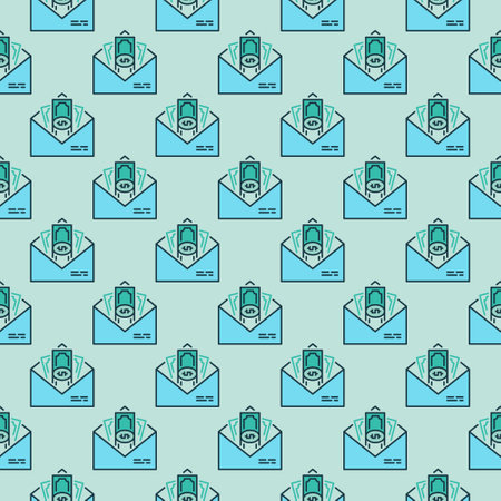 Money in Envelope vector Dollar Bribe concept colored seamless patternのイラスト素材