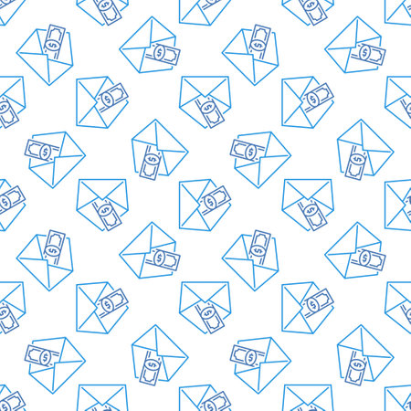 Money in Envelope vector Bribe concept outline seamless patternのイラスト素材