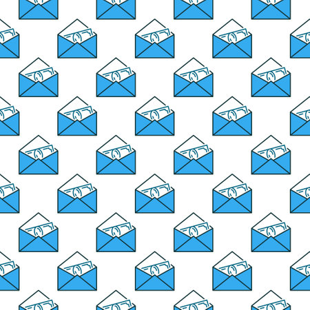 Envelope with Banknote vector Money Bribe concept colored seamless patternのイラスト素材