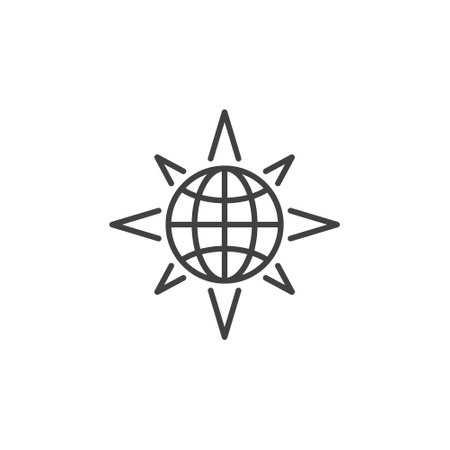 Globe inside Star Shape vector simple concept thin line icon or symbolのイラスト素材