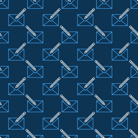 Pencil with Envelope vector Email Edit concept seamless pattern in outline styleのイラスト素材