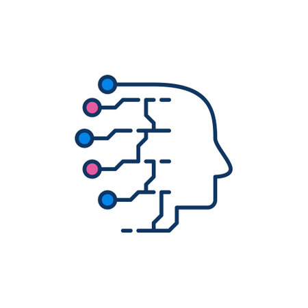 AI Head vector Artificial Intelligence Technology concept colored icon or sign - side viewのイラスト素材