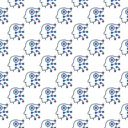AI Technology Head vector concept colored seamless patternのイラスト素材