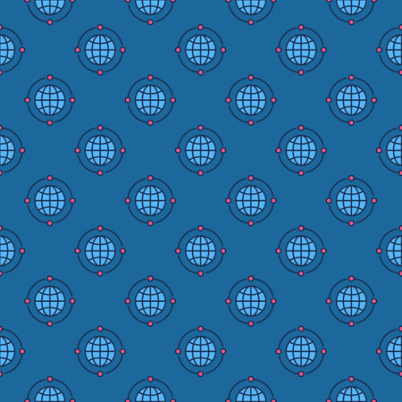 Earth Globe and Neural Network vector AI concept colored seamless patternのイラスト素材