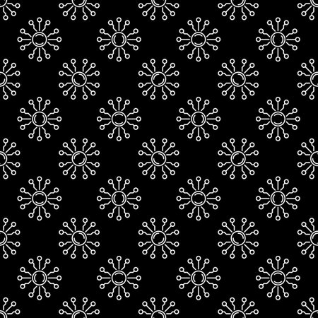 Neural Network Chip vector Digital Technology concept dark thin line seamless patternのイラスト素材