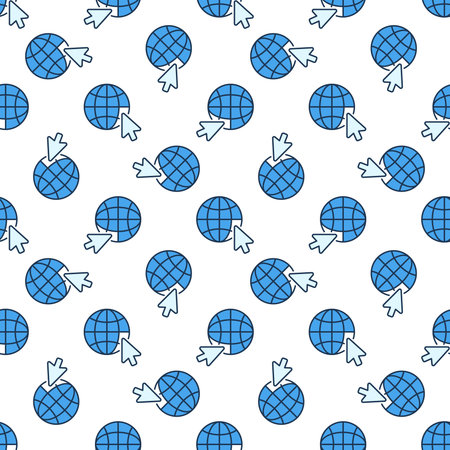 Mouse Click on Globe vector concept colored seamless patternのイラスト素材