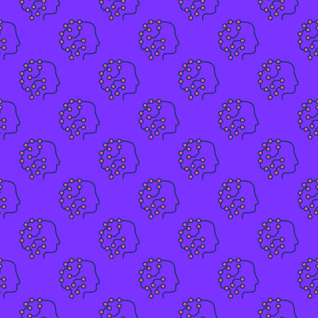 Machine Learning Head vector ML Robot concept colored seamless pattern