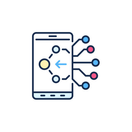 Phone with Neural Network Technology vector concept colored icon or logo elementのイラスト素材