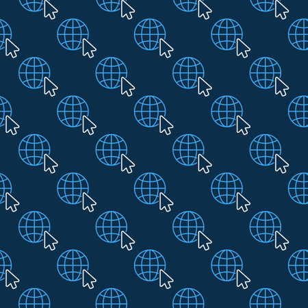 Mouse Cursor on Globe vector concept blue line seamless patternのイラスト素材