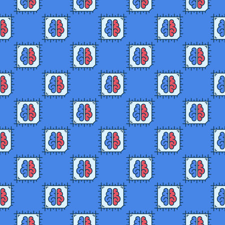 AI CPU Chip vector Artificial Intelligence Processor concept colored seamless pattern