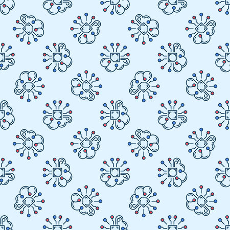 Artificial Intelligence Brain vector AI concept colored seamless patternのイラスト素材