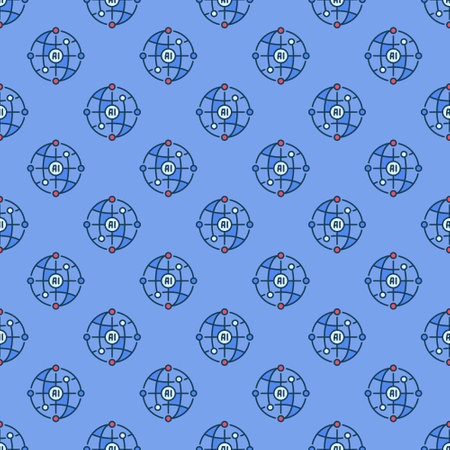 AI Globe vector Artificial Intelligence Earth Globe concept colored round seamless patternのイラスト素材