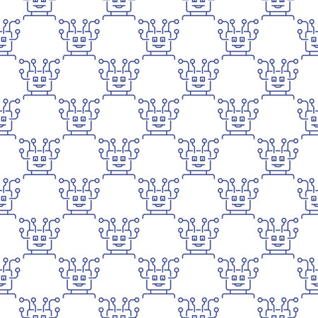 AI Robot Head vector Artificial Intelligence concept thin line seamless patternのイラスト素材