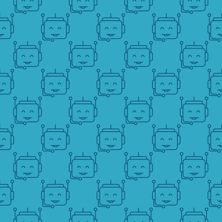 Chatbot Robot Head vector concept seamless pattern in thin line styleのイラスト素材
