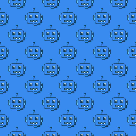 Chatbot Character vector AI Robot concept blue creative seamless patternのイラスト素材