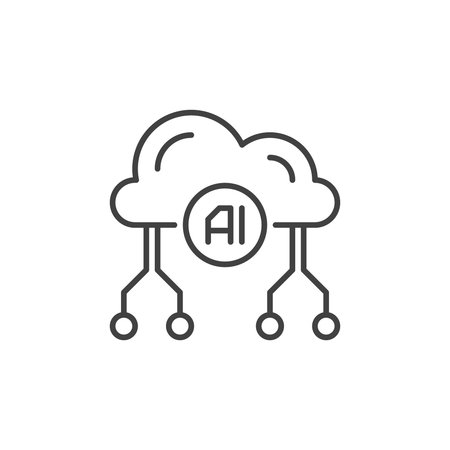 AI Cloud vector Artificial Intelligence concept linear icon or symbolのイラスト素材