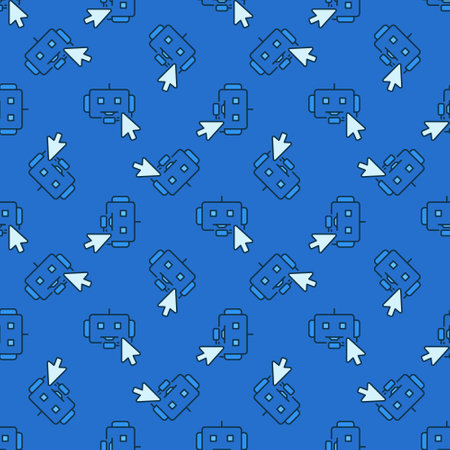 Chatbot with Mouse Cursor vector concept blue seamless patternのイラスト素材