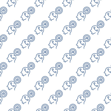 Head with AI Speech Bubble vector Artificial Intelligence Head concept seamless pattern in thin line styleのイラスト素材