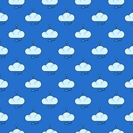 Cloud with Headset vector Chatbot concept colored seamless patternのイラスト素材