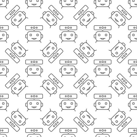 Cute Chatbot vector Online Chat Conversation concept linear seamless patternのイラスト素材