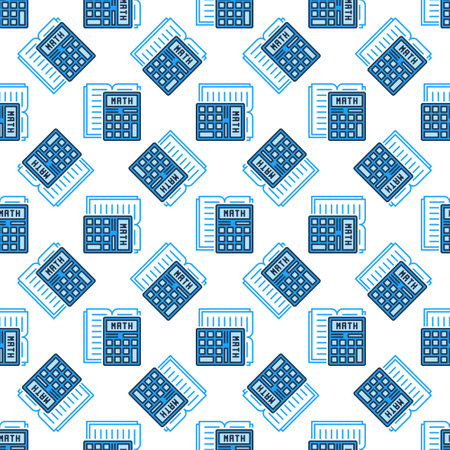 Calculator with Book vector Mathematics concept blue seamless patternのイラスト素材