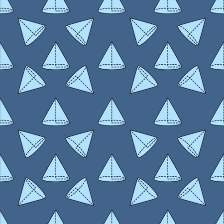 Cone vector Geometry and Mathematics concept blue seamless patternのイラスト素材