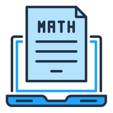 Math Paper on Laptop Screen vector concept blue icon or symbolのイラスト素材