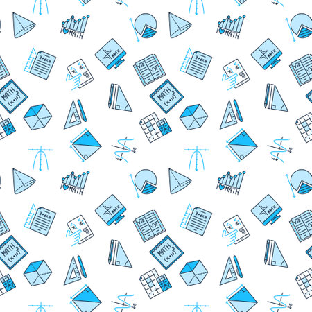 Math Science creative seamless pattern - Mathematics Education and Science concept vector colored backgroundのイラスト素材