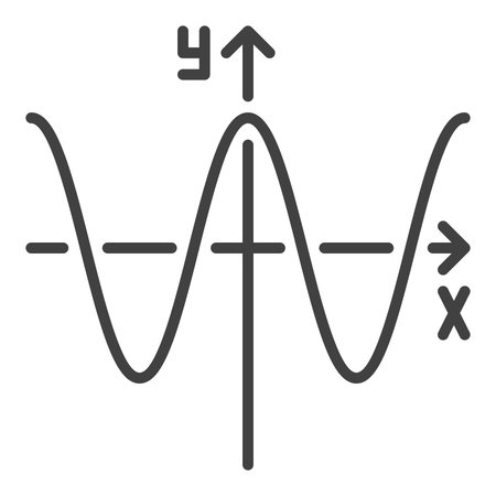 Mathematics Wave Graph vector Mathematical Function concept outline icon or symbolのイラスト素材