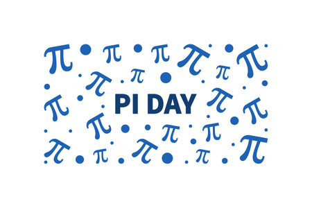 Pi Day on March 14th vector blue horizontal banner - Math concept illustrationのイラスト素材