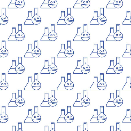 Chemistry Flasks vector concept thin line seamless patternのイラスト素材