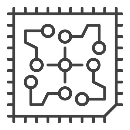 Processor with Circuit Board vector concept outline icon or symbol