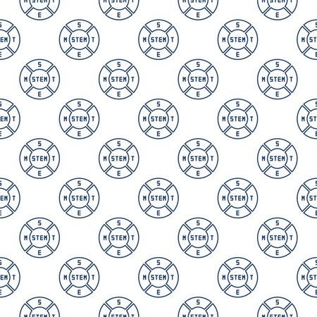 STEM round vector concept minimal thin line seamless pattern