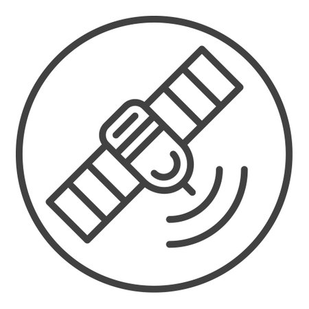 Circle with Satellite vector concept linear icon or symbolのイラスト素材