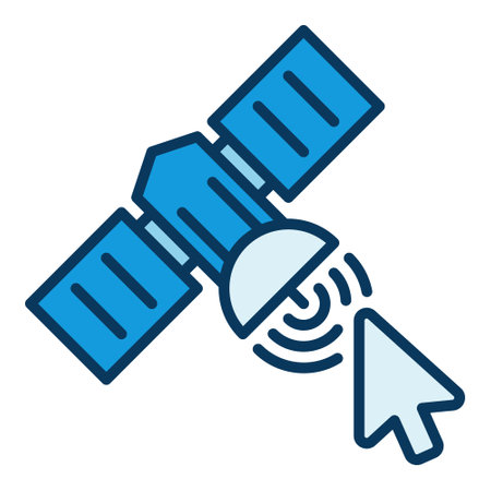 Mouse Cursor on Satellite vector concept blue icon or symbolのイラスト素材