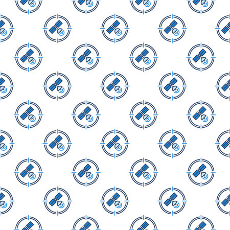Satellite in Crosshair vector Aim concept blue seamless patternのイラスト素材